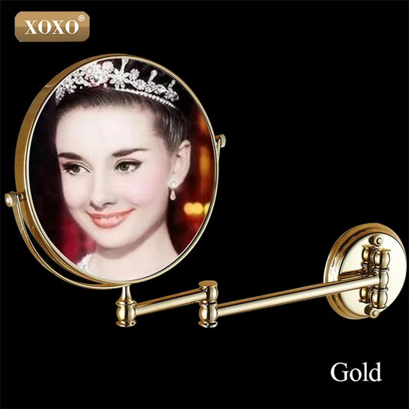 Двухстороннее медное косметическое зеркало XOXO Antique/Golden8 &quotс увеличением 1:1 и 1:3
