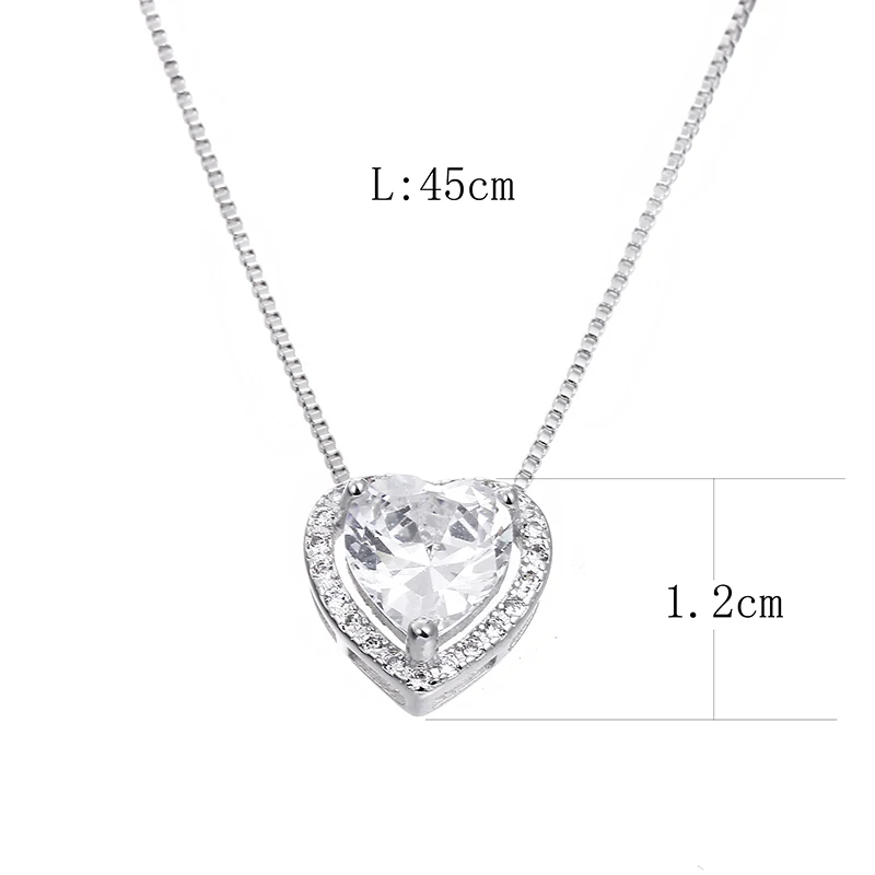 Стерлинговое Серебро 925 пробы, блестящий Фианит, романтическая любовь, сердце, женская подвеска, ожерелье, коробка, цепь, ювелирное изделие, женский подарок, дешево