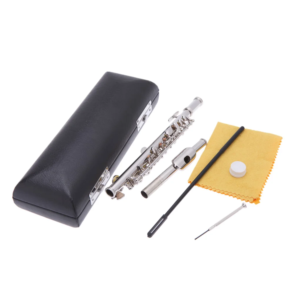 Piccolo Ottavino Half-size Посеребренная флейта C ключом Мельхиор с чистящей салфеткой отвертка Мягкая коробка
