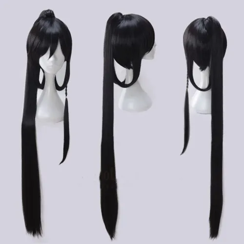 

Biamoxer Game Touken Ranbu Online Izuminokamikanesada 120cm Black Wig Cosplay Hair Wig Anime Game Role Play Wig Base Wig + Ponyt
