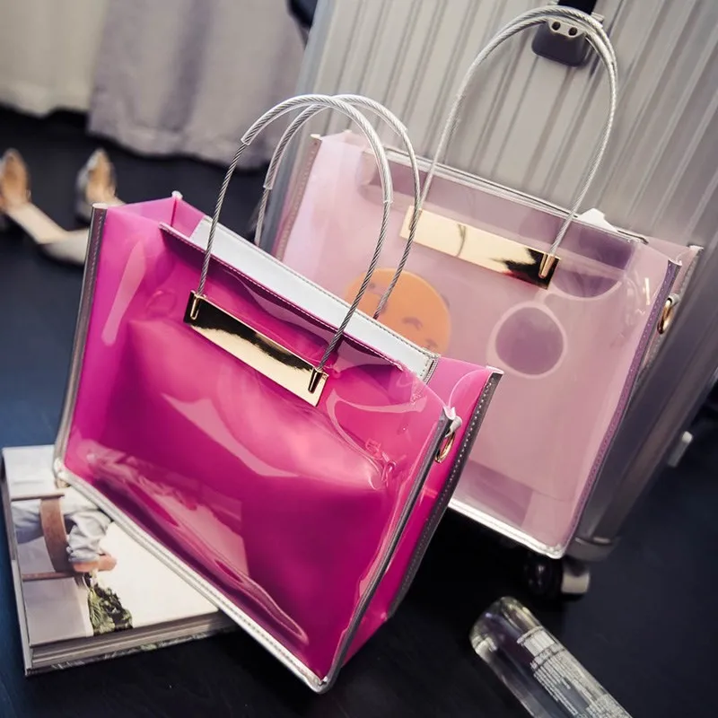 

Chain Shoulder Bags For Women 2019 Transparent Jelly Bag Korean Handbag Trend Composite Bags Luxury Brand Messenger Bag