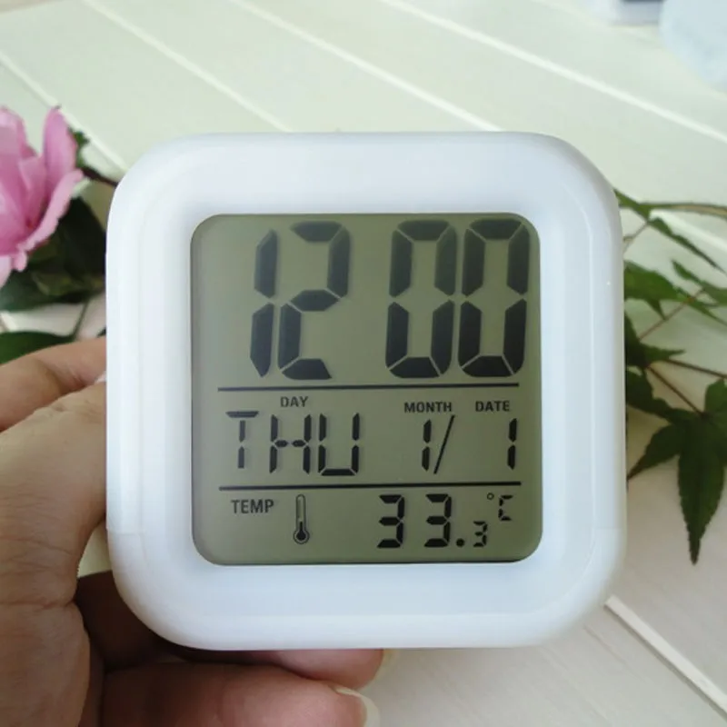 7-Colour Changing Digital LED Alarm Clock with Snooze Large Display Night Lights