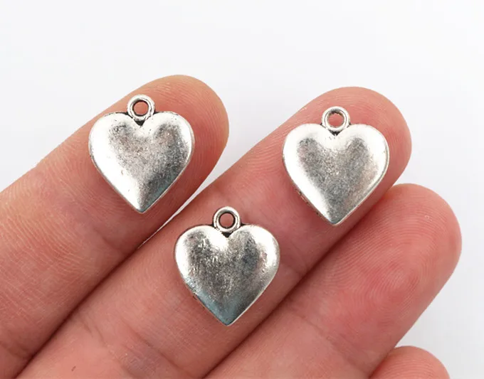 16x14mm 10pcs Antique Silver Plated Heart Handmade Charms Pendant:DIY for bracelet necklace-P2-37