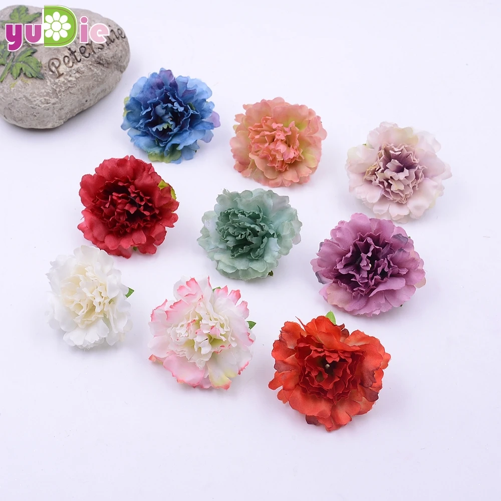 

100PCS 4.5CM artificial carnation flower head, candy collage DIY wedding decoration artificial crafts artificial flowers