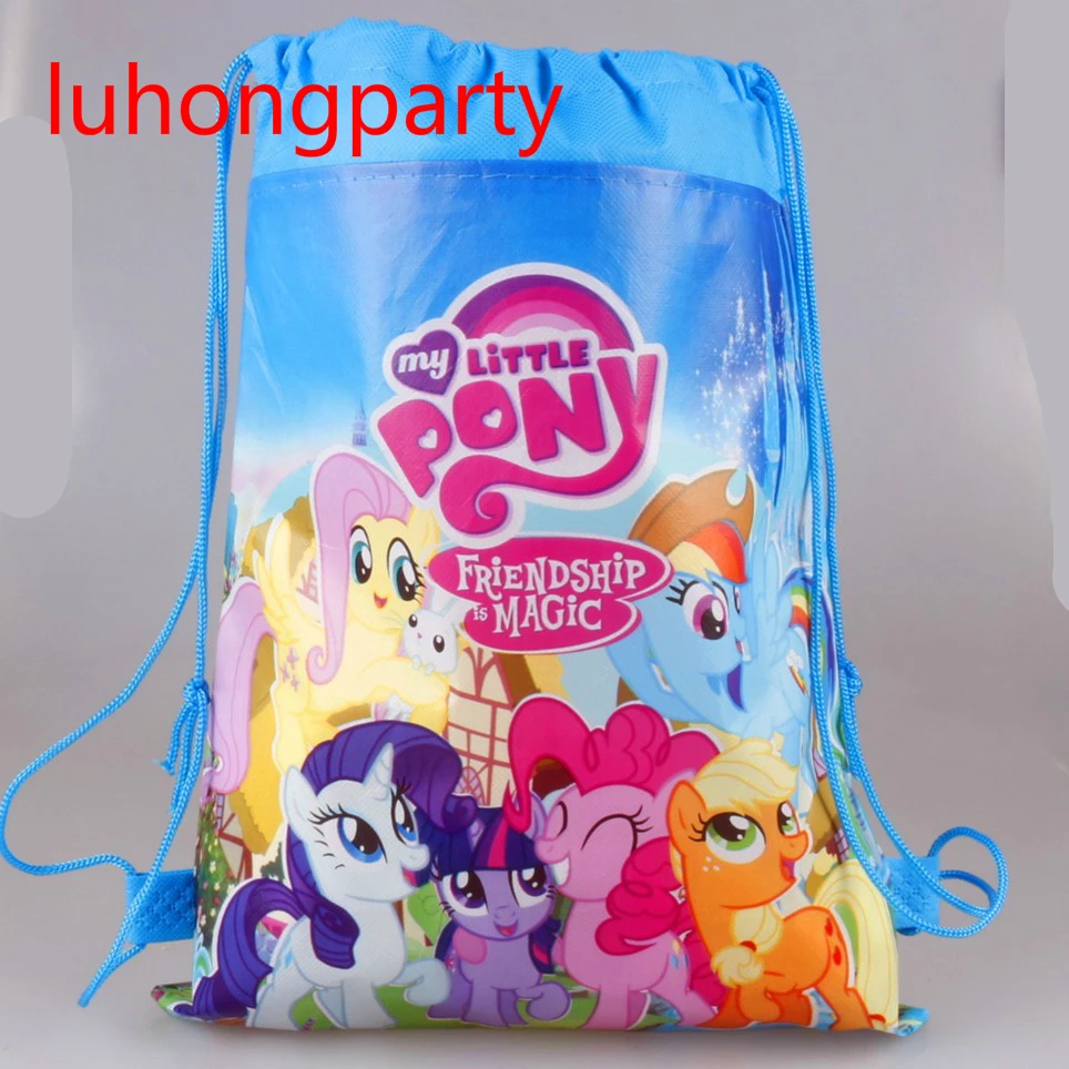 

my little pony cartoon non-woven fabrics drawstring backpack,schoolbag,shopping bag