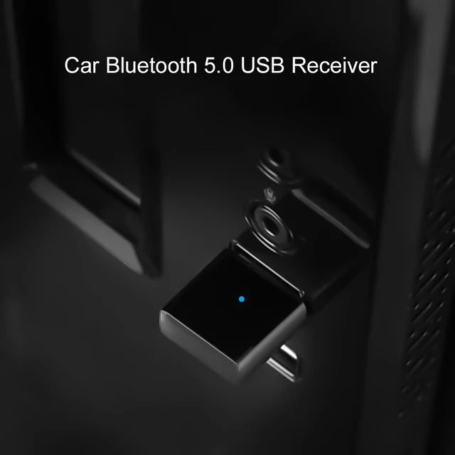 sunshot Bluetooth 5.0 Car Receiver, USB DAC Aux to Bluetooth Adapter with  Built-in Microphone for Hands-Free Calls and Auto On Function, Compatible