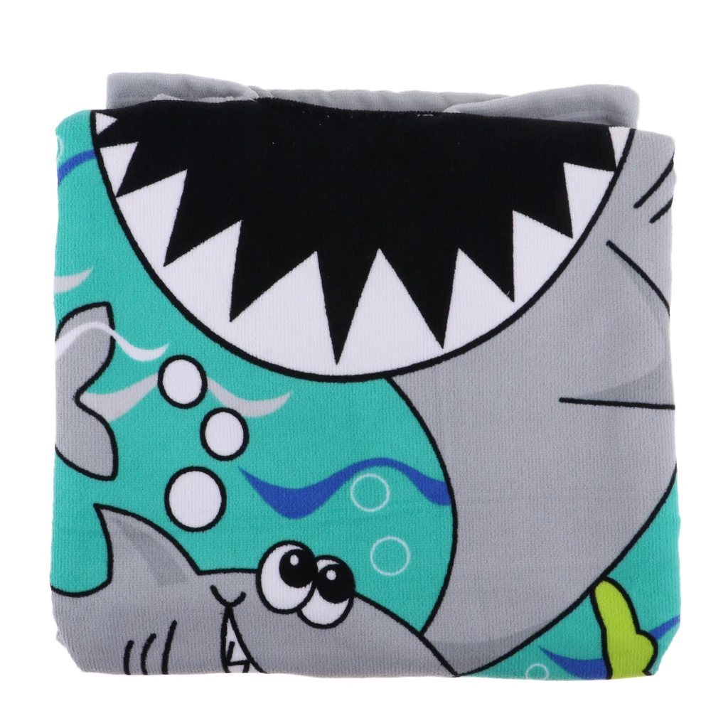 Lightweight Surf Changing Robe Swimming Beach Hooded Poncho Wetsuit Towel with Mermaid Butterfly Shark Image for Boys Girls Kids