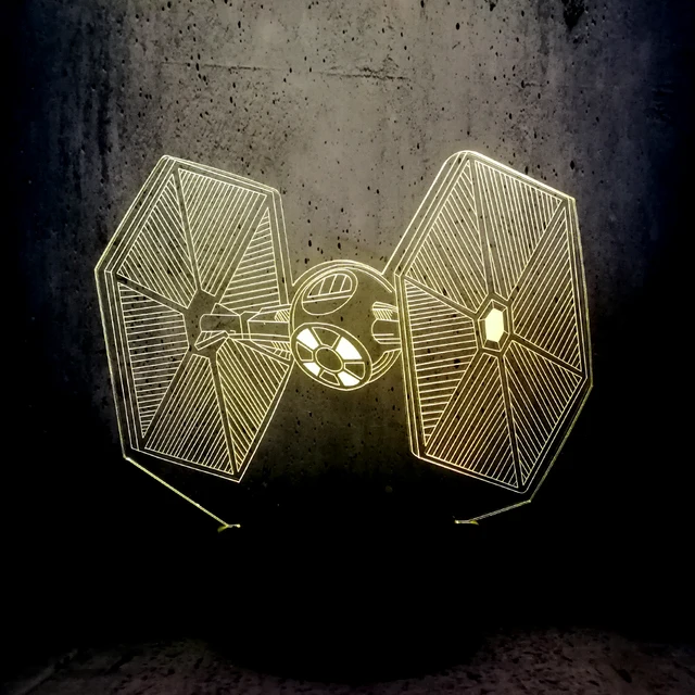 Día RC Star Wars 3D USB LED lámpara de dibujos animados Tie Fighter lámpara de escritorio luz de noche Visual atenuador de mesa regalos para niños decoración de casa - Imagen 2