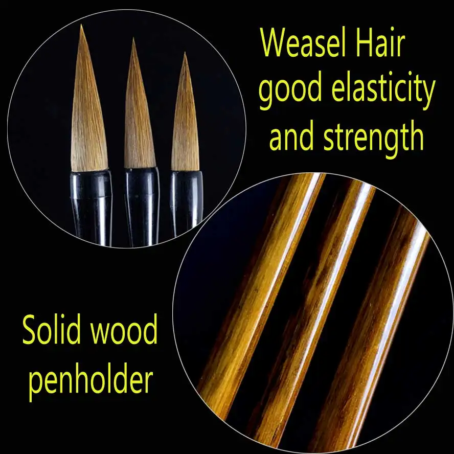 Комплект из 3 предметов Китайский кисть для каллиграфии ласка щетки для волос для живописи кисть для каллиграфии Книги по искусству