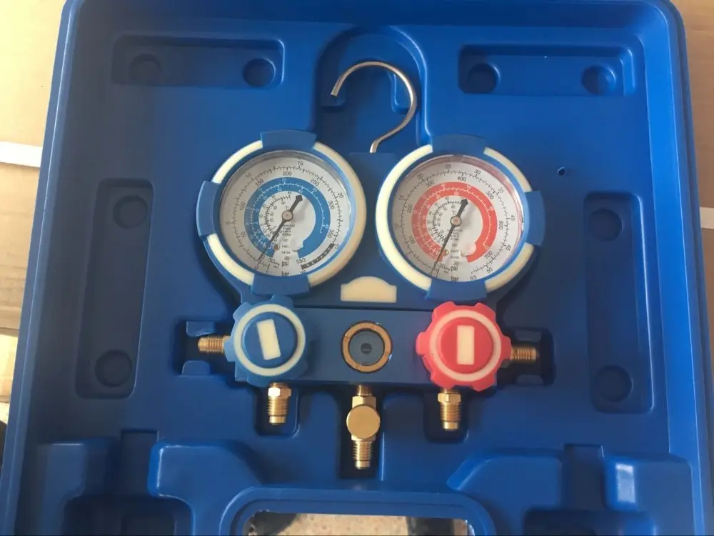 

R410a R22 R134A R407C Car Dual Manifold Pressure Gauge Air Conditioner Refrigeration With Refrigerant Tube
