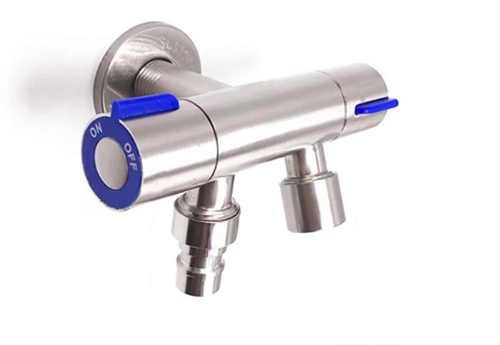 

Free shipping stainless steel single inlet double outlet double control Bathroom Accessories Three way Angle Valve AG041