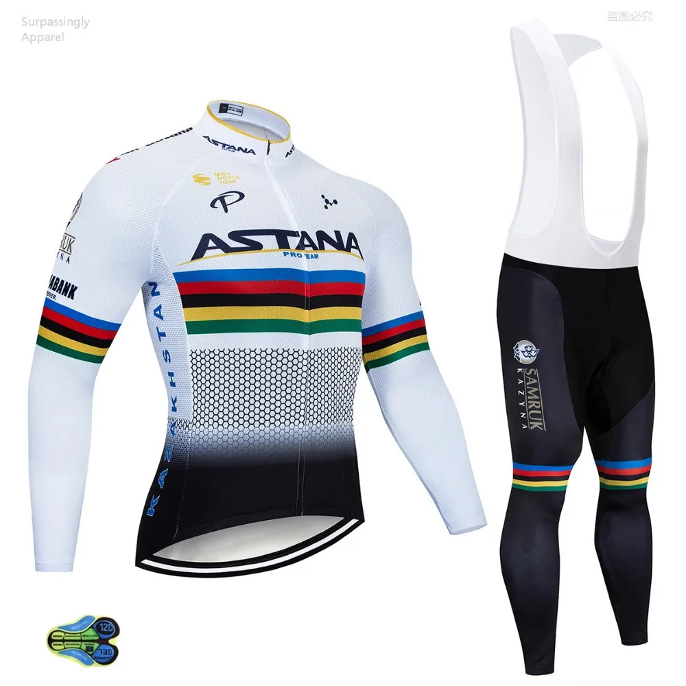 2019 осень UCI World Тур Астана Команда Велоспорт Джерси 9D гель брюки набор Ropa Ciclismo мужские мотобайк; велорубашка Culotte велосипедная одежда