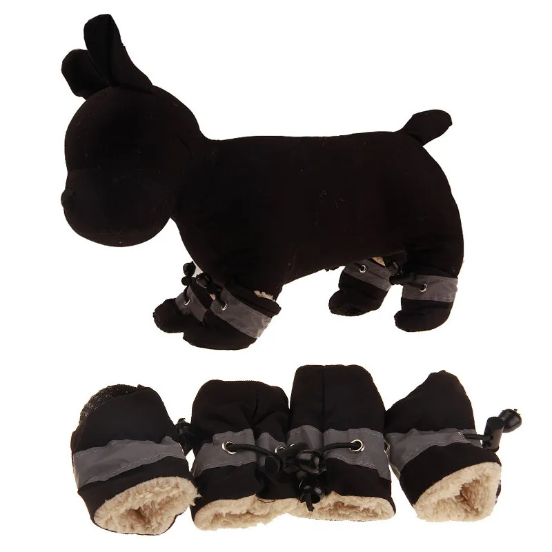 

4pcs Winter Warm Pet Dog Shoes Anti-slip Rain Snow Boots Footwear Thick Warm For Small Cats Dogs Puppy Dog Socks Booties