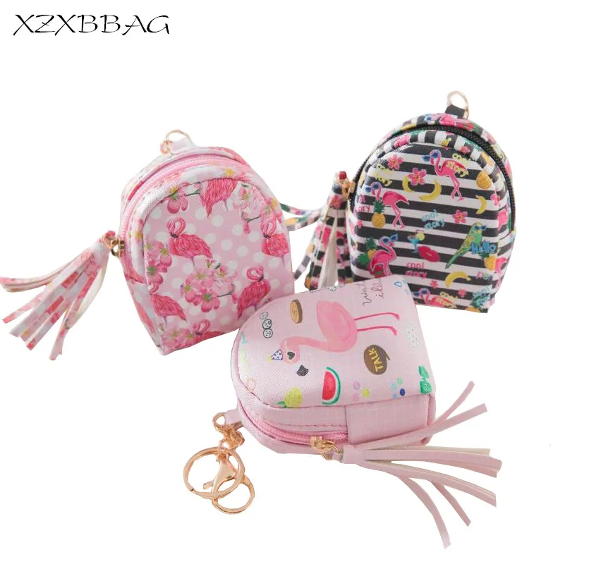 

XZXBBAG Flamingos PU Leather Coin Purse Women 2018 New Zipper Small Wallet Female Change Purse Students Keychain Zero Wallet
