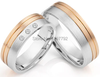 

luxury custom size designer rose gold colour titanium engagement promise rings