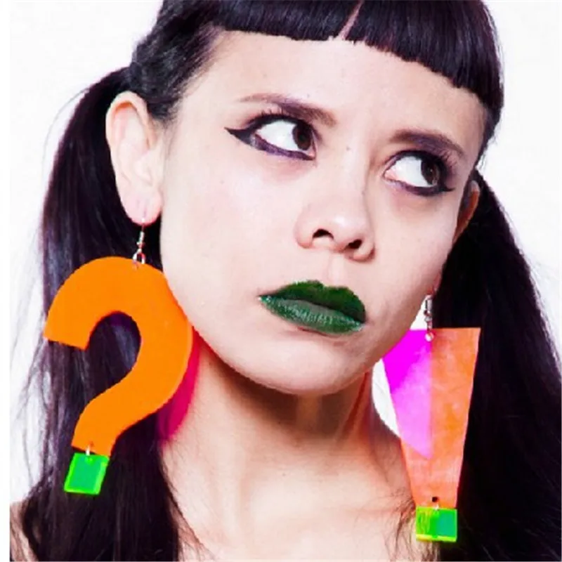 

2019 New Big Color Pendants Symbols Exaggerated Drop Earrings New fashion top quality brincos Punk Style Earring for punk girls