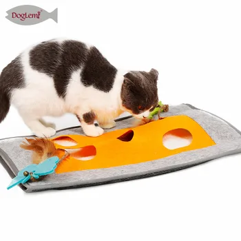 

DogLemi 3 Way Cat Play Tunnel Felt Cat Fun Mat Pet Cat Playing Rustling Sack Tunnel Toys