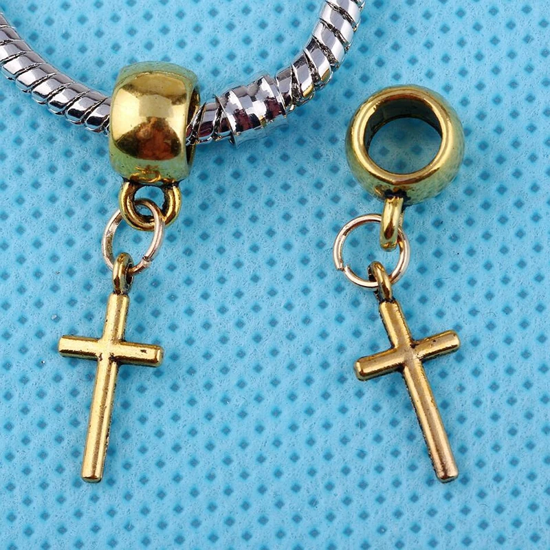 Vintage Gold Dangle Small Cross Charms Pendant For Jewelry Making