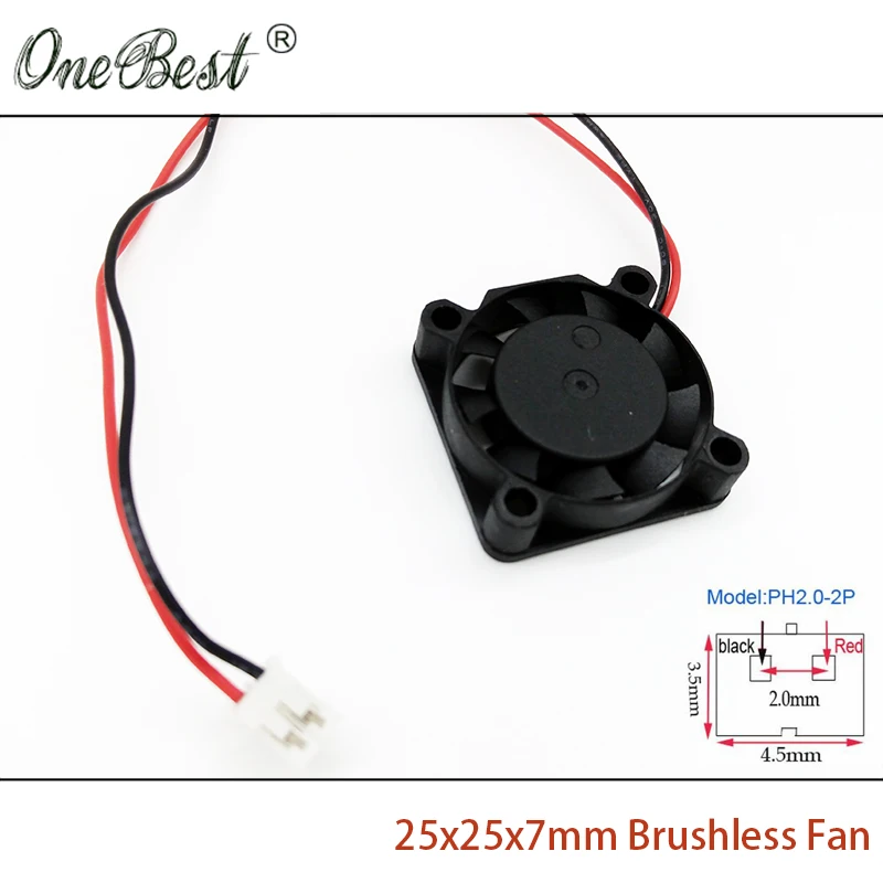 25X25X7 мм мини-вентилятор 12 В DC бесщеточный вентилятор чипсет радиатор охлаждения кулер вентилятор 2507 PH2.0-2 pin длина кабеля 150 мм