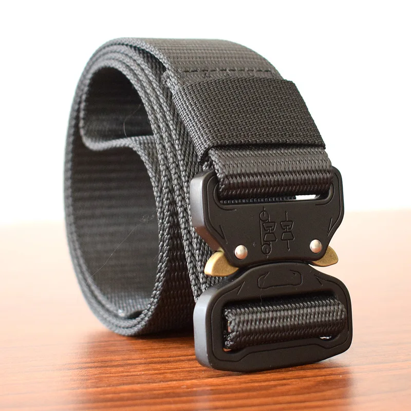 Cobra Belt For Men Army Equipment Thicken Metal Buckle Black Nylon Security Adjustable Waist