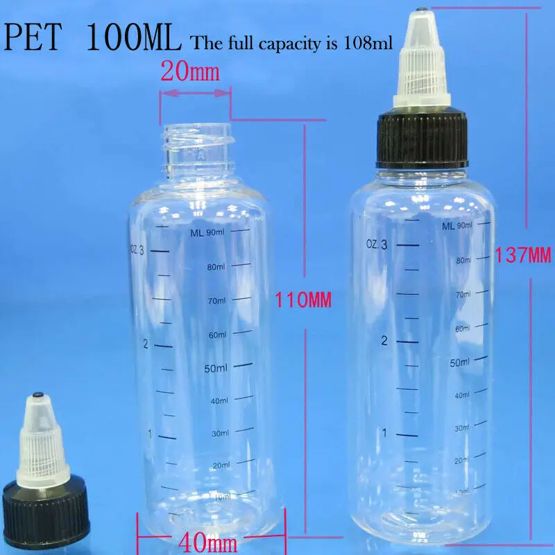 20 шт 30 мл/60 мл/100 мл/120 мл/250 мл пластик ПЭТ E сок емкость капельницы бутылка твист Топ крышка бутылка для татуировки пигментные чернила