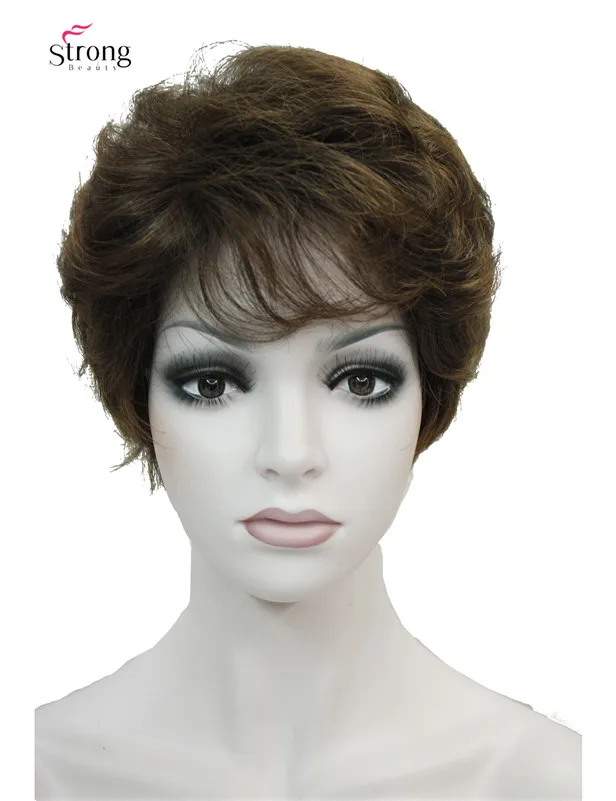 Synthetic Hair Wig Layered Short Brown | Short Hair Wigs Women Brown ...