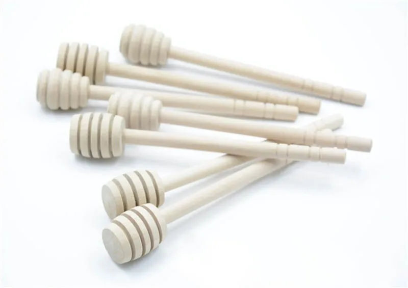 Wood Honey Spoon Dipper Stirring Stick Rod Spoon145mm Long Dip Drizzler Server Long Wooden Mini Bee Honey Dipper Stirrer KC1396 (2)