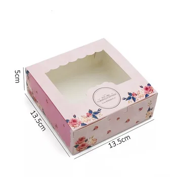 

21.5x13.5x5cm paper Baking Food Carton Kraft Box with window pink Cookies Gift packaging Box Mooncake Macaron cake Packing box