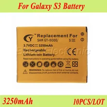 10 шт. 3250 мАч золото EB-L1G6LLU батарея для samsung Galaxy S3 I9300 I535 i747 T999 L710 батарея Акку PIL