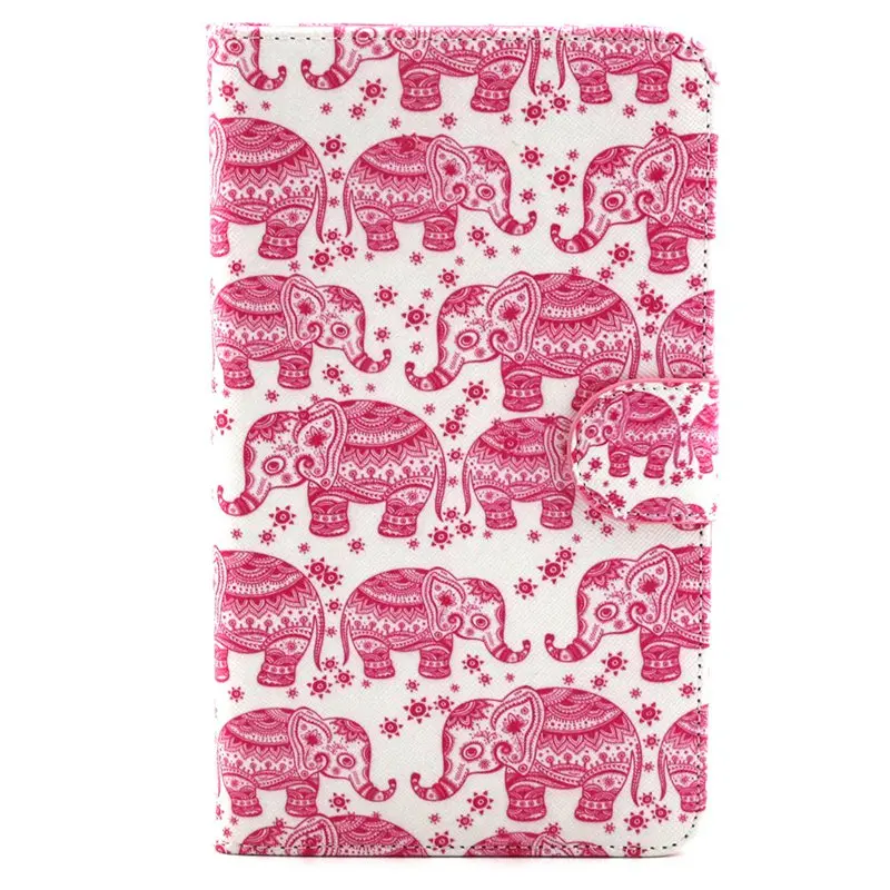 Разноцветная Pattern Розовый Слон Слот Для Карты Бумажник PU Кожа Стенд флип Дело