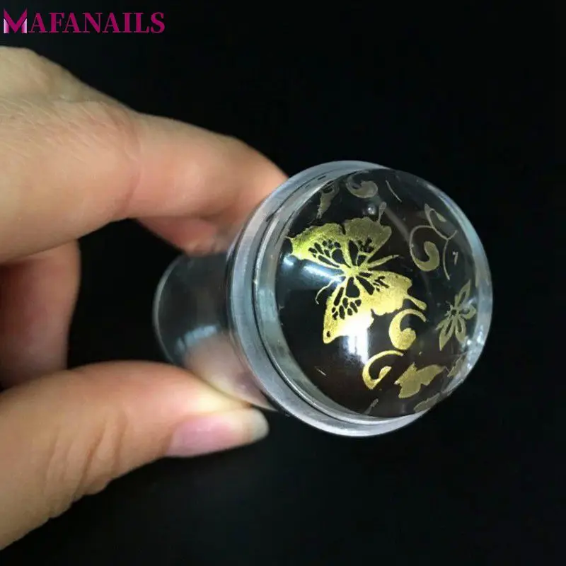 

1pc 2.8cm Clear Jelly Nail Stamper Transparent Silicone Marshmallow Nail Art Stamper Sets with Caps Nail Stamp & Scraper YZ-10