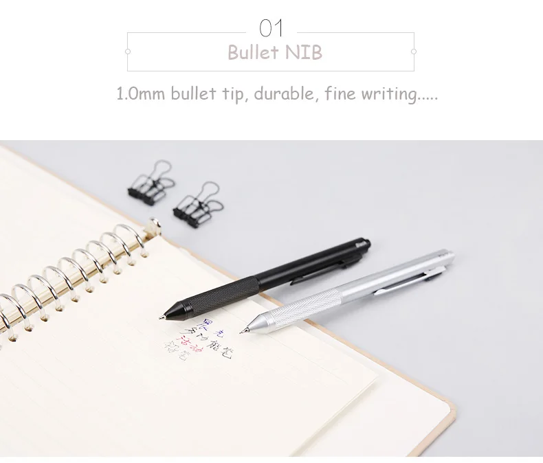 Andstal m & g Caneta Multifuncional de Metal 3 + 1 Inclui 3 Cores Canetas Esferográficas 1.0 Milímetros Mais Lapiseira 0.5 Milímetros Multicolor para a Escola 5 3 + 1 inclui 3 cores bola