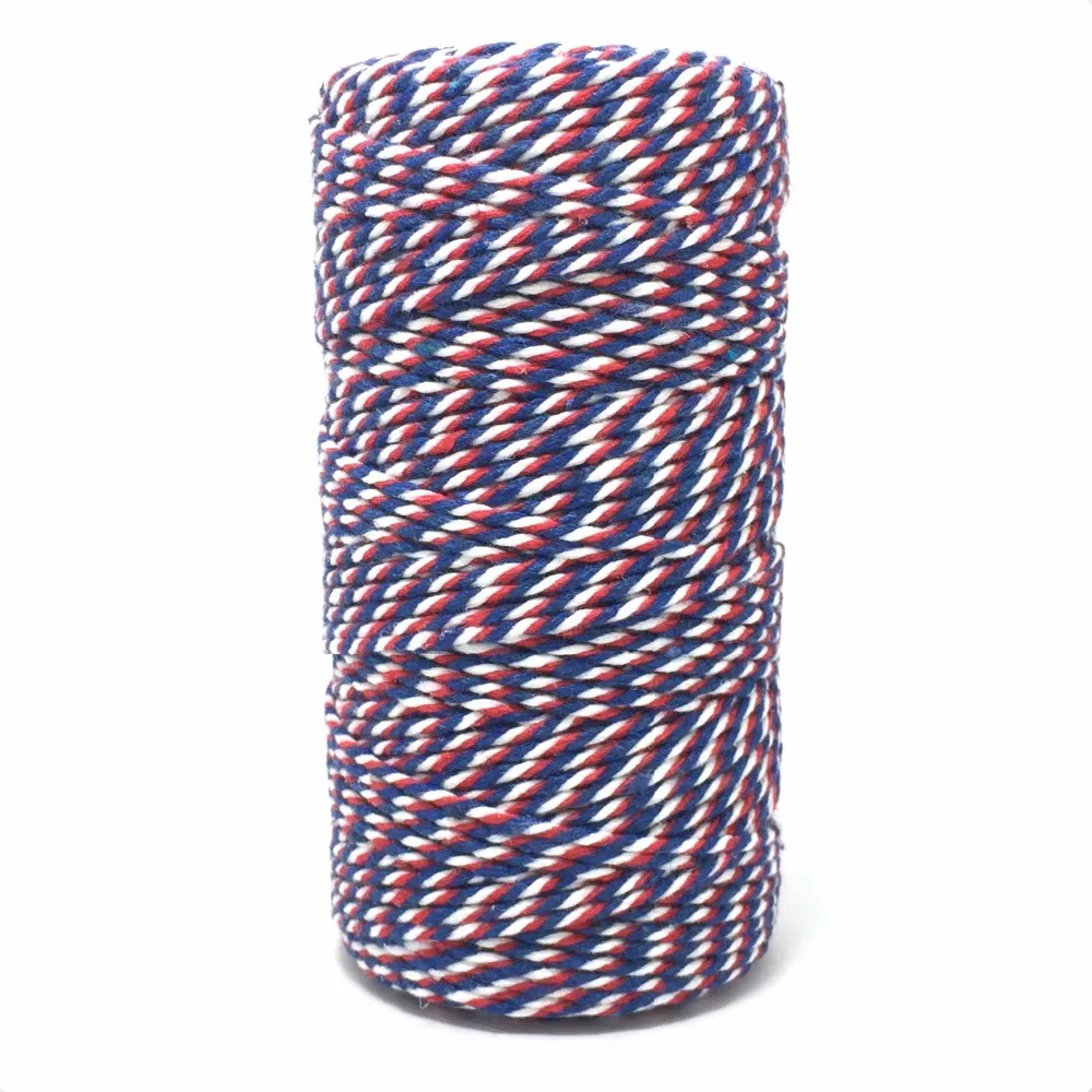 8ply 1,5 мм Хлопок Bakers Twine Mix 100 Ярд/рулоны Baker's Twine подарочная упаковка красный/сапфировый синий/белый шпагат для ремесла