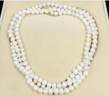 

elegant 8-9 mm round white pearl necklace 50inch