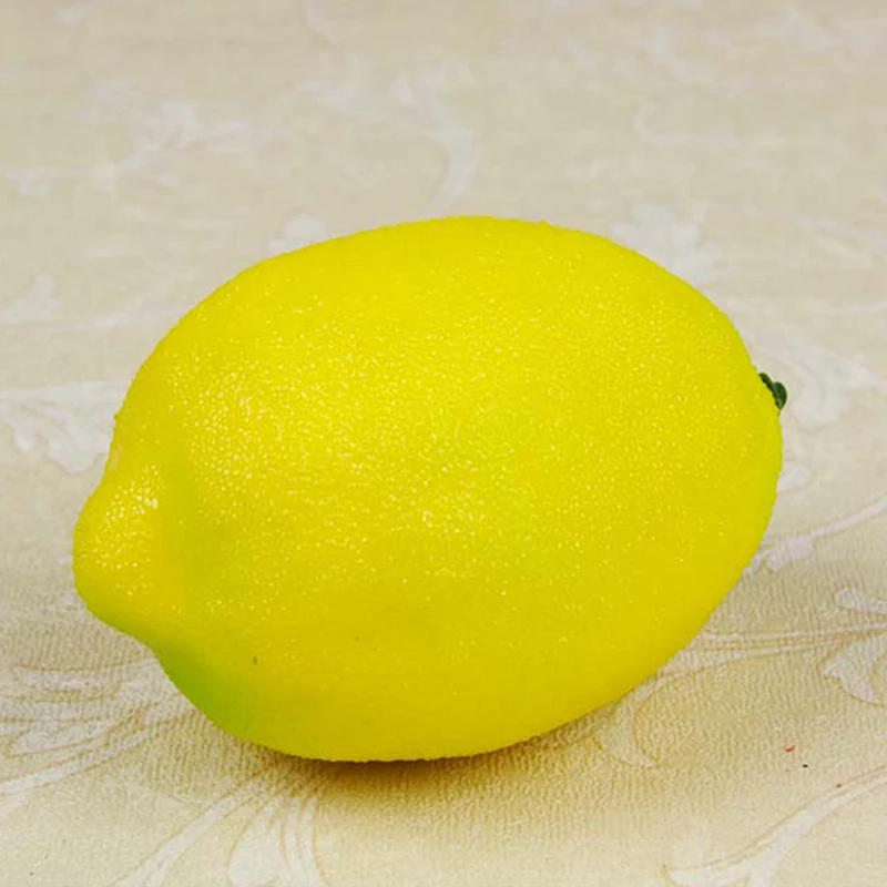 Искусственные фрукты Пластиковые Моделирование поддельный яблочный апельсиновый банан и лимон игрушечный миксер фрукты поставки для свадебной вечеринки домашний декор - Цвет: Lemon