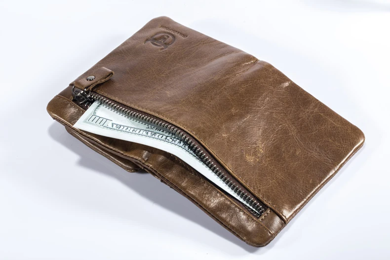 Genuine Cowhide Leather Men Wallets New Brand Vintage leather man Purse with Coin Bag Short Male Multi card holder