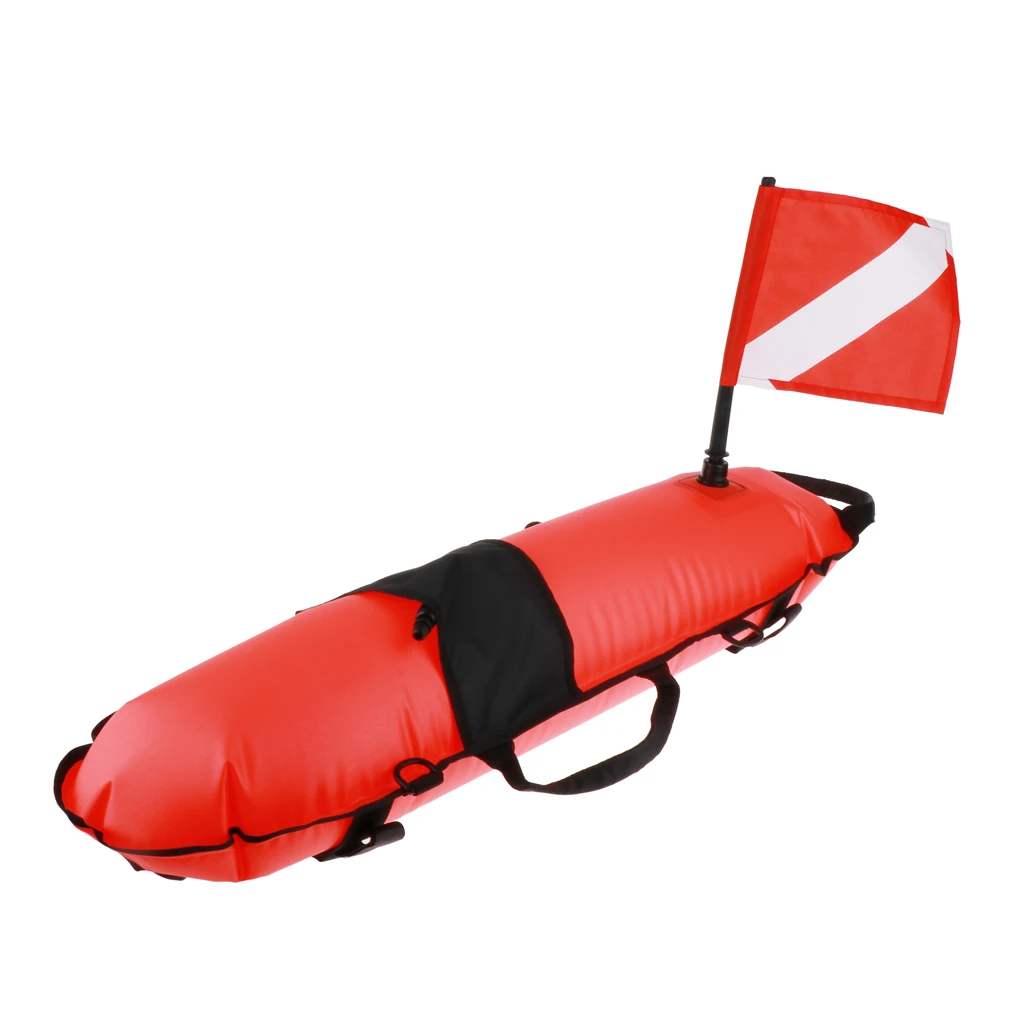 1 Set Torpedo Shape Water Surface Marker Buoy with Flag Scuba Diving Signal Float Directive Buoy Flag for Flatable Boat Dinghy