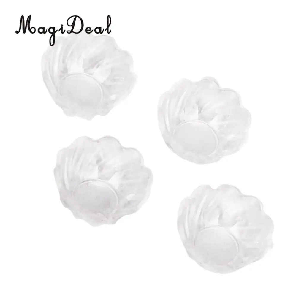 4Pcs/Pack 1/12 Clear Fluted Edged Fruit Bowl Doll House Miniature Kitchen Accessory Decor Kids Children Pretend Play Toys