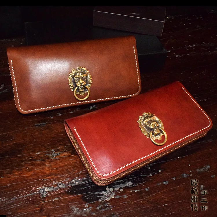 OLG.YAT Vegetable tanned leather Retro Genuine Leather Mens Wallets WLXTS