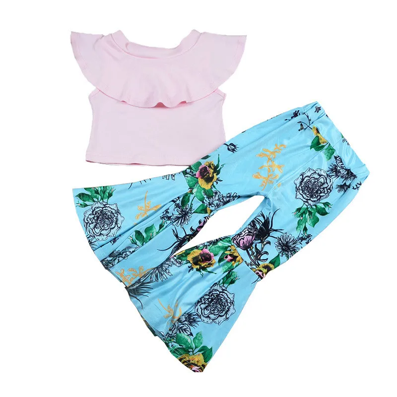 

Children Clothing Set Toddler Girls Off Should Top+Flare Pant 2 PCS Outfits Casual Kids Tracksuit Baby Girl Clothes D0954