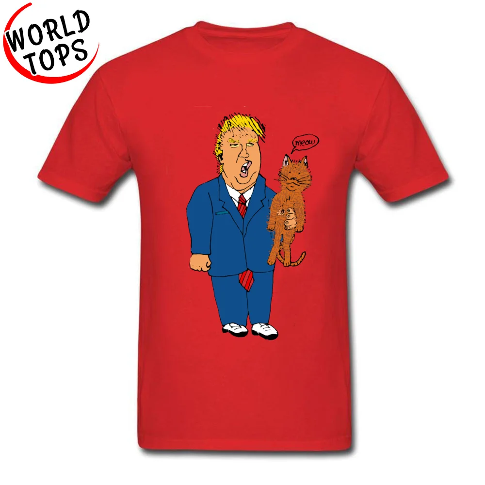Funny Men Tops Shirt Trump  Cat Collector cosie T Shirts 100% Cotton Short Sleeve Printing Tops Shirts Crew Neck Trump   Cat Collector red