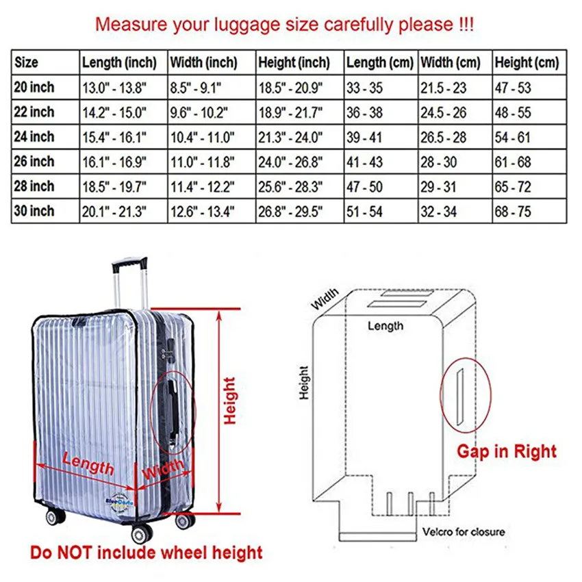 Многоразовая ПВХ прозрачная защитная дорожная сумка чехол для чемодана не ограничивает движение колес#0323