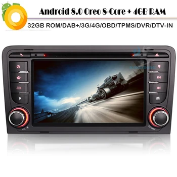 

Android 8.0 Octa core 4GRAM 32GB Car Radio player GPS stereo WiFi 4G Autoradio DVD RDS BT SD USB OBD for AUDI A3 S3 RS3 RNSE-PU