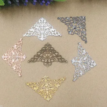 

32x50mm Filigree Flower Link Wraps Connectors European Charms Hair Clasp Bu Yao Accessories DIY Findings Multi-Color Plated