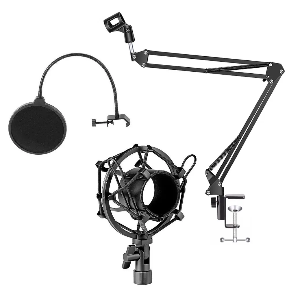 

Metal Extendable Recording Microphone Stand Scissor Arm Holder With Microphone Clip Mounting Clamp for Mic BM700 BM800 BM900