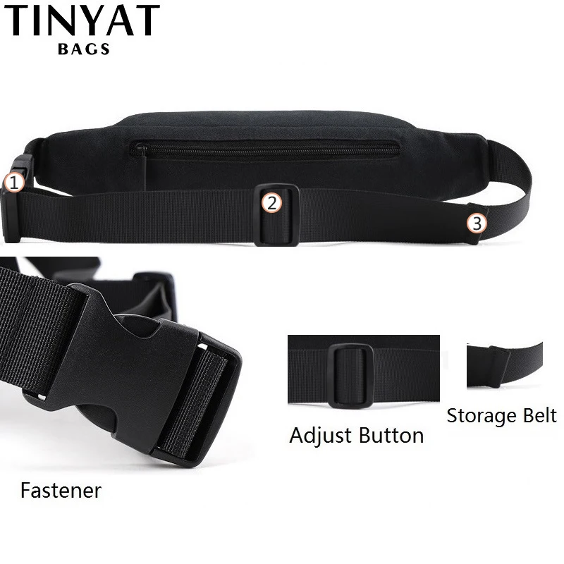 TINYAT الرجال الخصر حقيبة حزمة محفظة للماء قماش السفر الهاتف حقيبة بحزام الحقيبة للرجال النساء حقيبة عادية ل حزام الورك حزمة