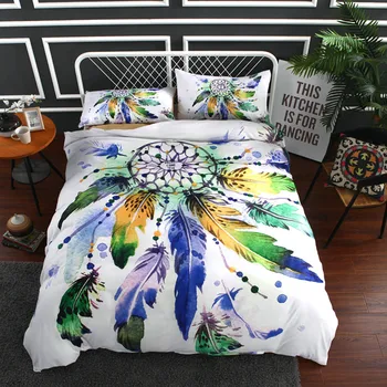 

Fanaijia Bohemian bedding set Dreamcatcher feather Duvet Cover set with pillowcase 3pcs queen size