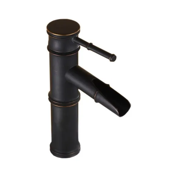 أسود النفط مفروك النحاس وحيد مقبض الخيزران شكل الحمام الغرور حوض صنبور خلاط Chg018
