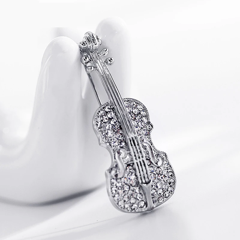 

LNRRABC Fashion Women pins Personality brooches Crystal Rhinestones Violin Brooches Pin Jewelry Accessories brooch