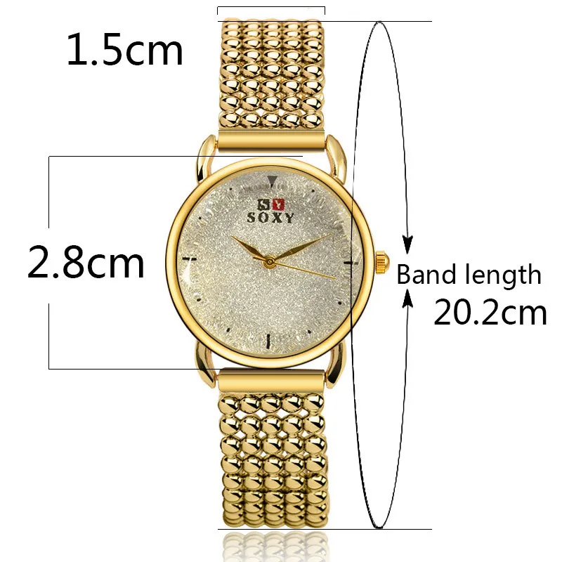 Роскошные женские часы золотые Mujer Часы платье кварцевые браслет из нержавеющей стали наручные часы feminino бренд SOXY montre femm2019